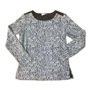 Natori Monochrome Black and White Patterned Blouse Size Large